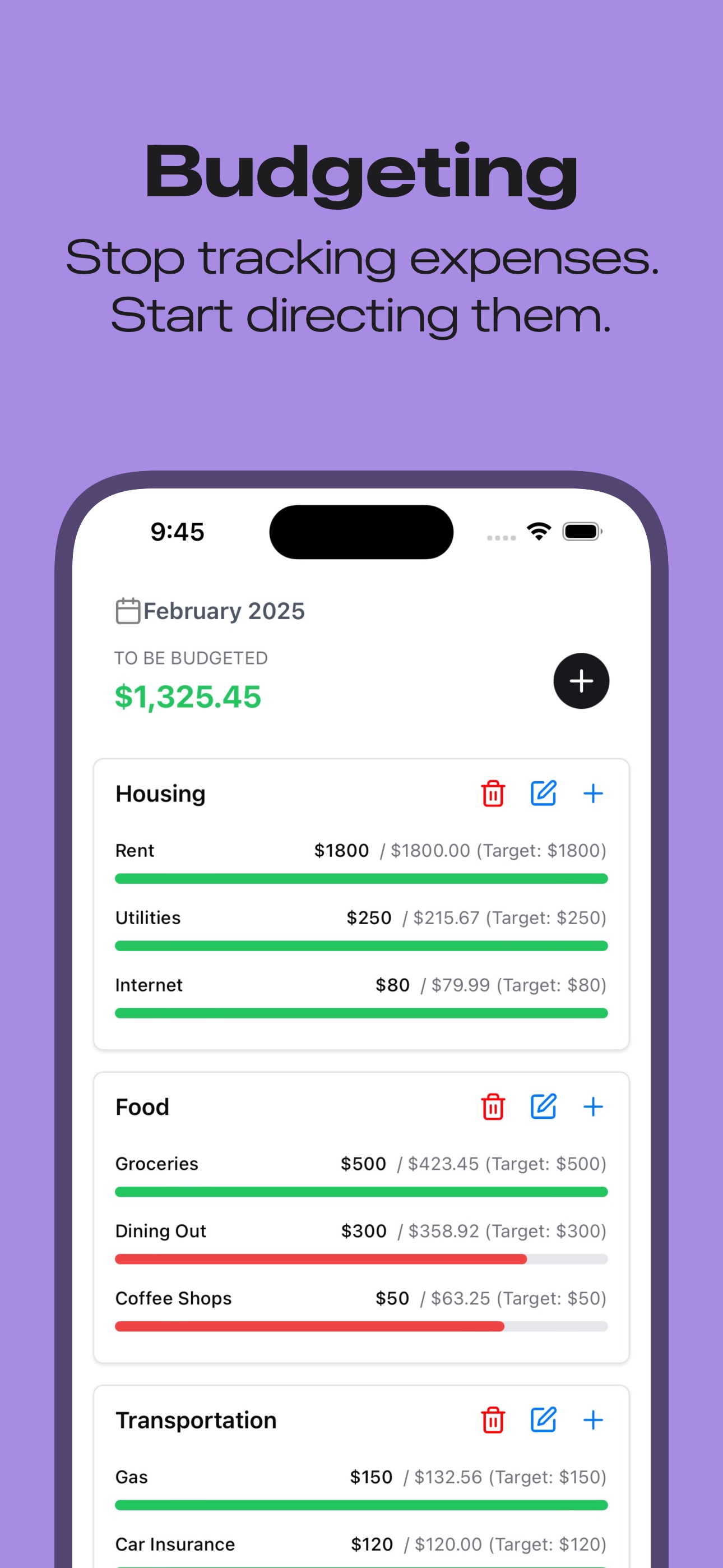 Spense Budgeting Interface